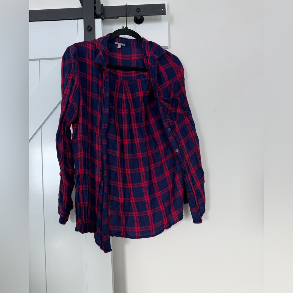 Charlotte Russe Red and Blue Plaid Button Down Shirt